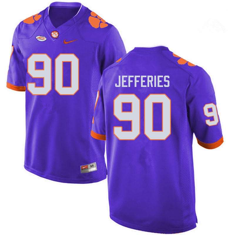Men's Clemson Tigers Darnell Jefferies #90 Colloge Purple NCAA Game Football Jersey Restock RCE05N4L