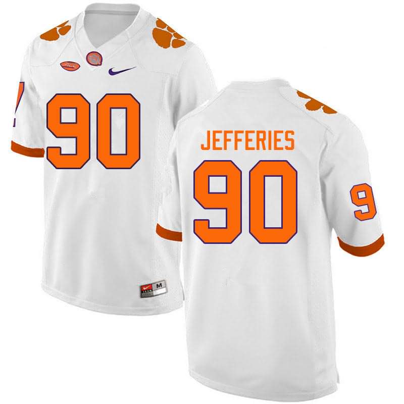 Men's Clemson Tigers Darnell Jefferies #90 Colloge White NCAA Game Football Jersey Lifestyle RVF68N3F