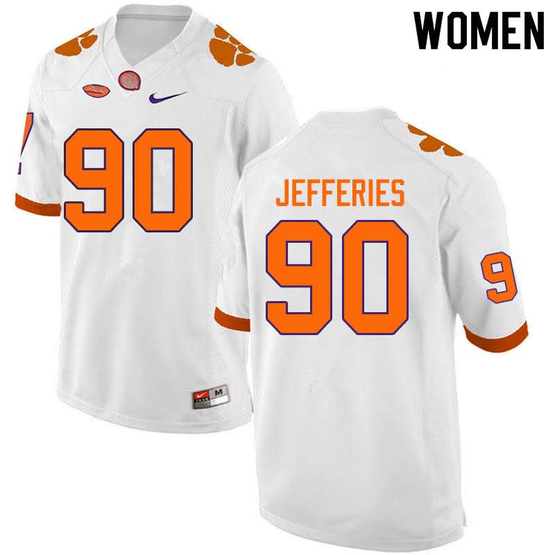 Women's Clemson Tigers Darnell Jefferies #90 Colloge White NCAA Game Football Jersey Sport WQS10N7P