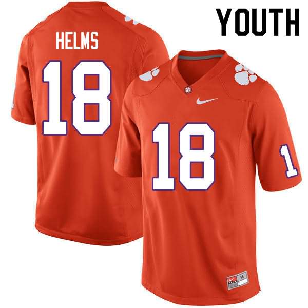 Youth Clemson Tigers Hunter Helms #18 Colloge Orange NCAA Elite Football Jersey Damping KFL17N8B