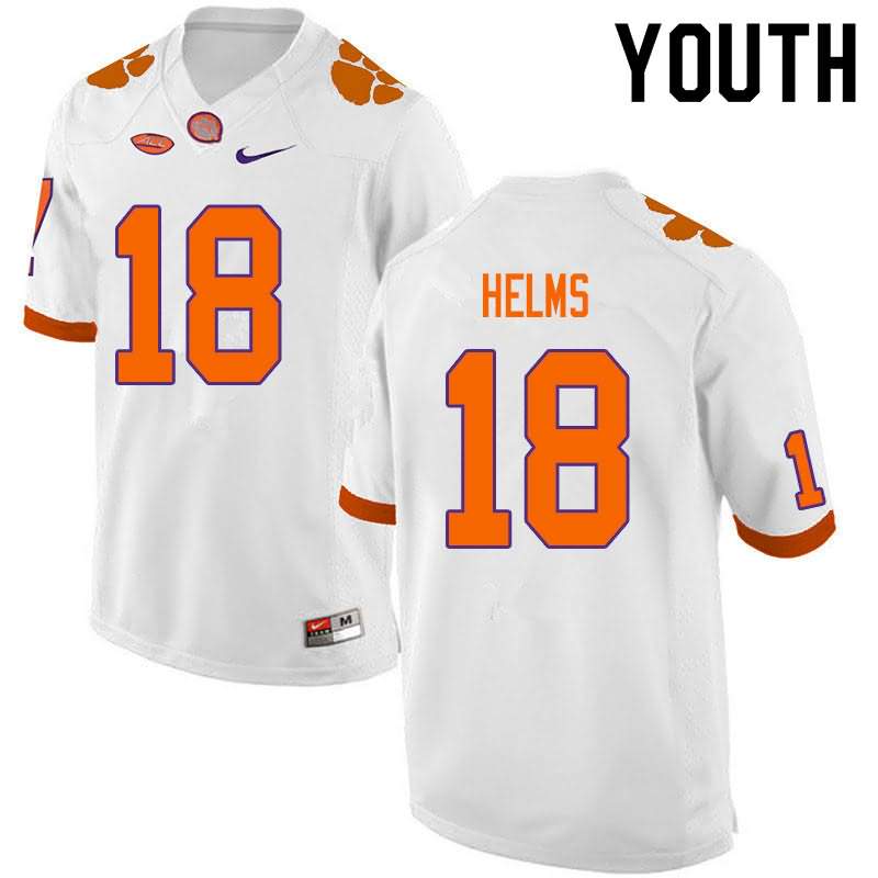Youth Clemson Tigers Hunter Helms #18 Colloge White NCAA Elite Football Jersey Latest AXN21N1C