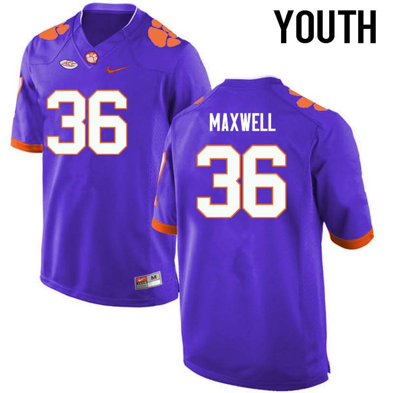 Youth Clemson Tigers Byron Maxwell #36 Colloge Purple NCAA Elite Football Jersey Version JRW32N6C