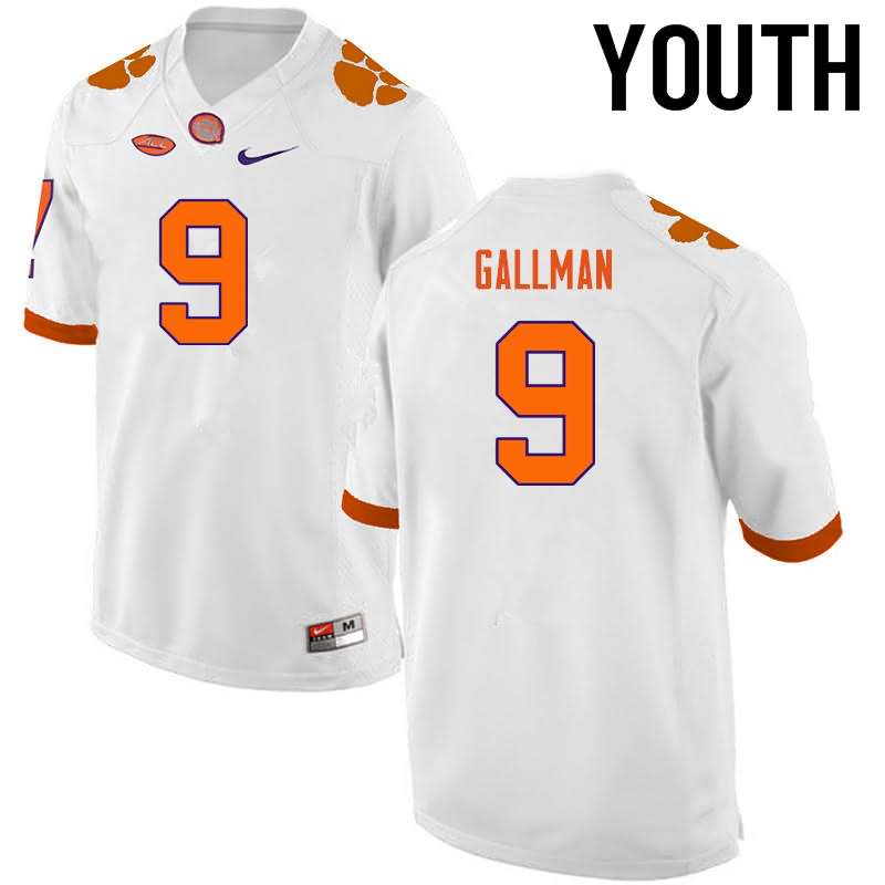 Youth Clemson Tigers Wayne Gallman #9 Colloge White NCAA Game Football Jersey Customer IHA11N8G