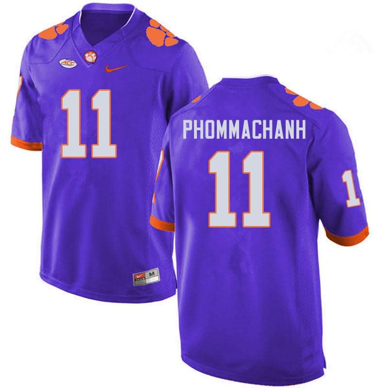 Men's Clemson Tigers Taisun Phommachanh #11 Colloge Purple NCAA Game Football Jersey Customer QIK17N5R