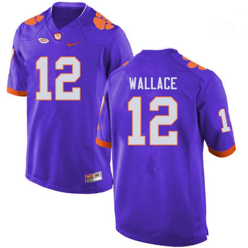 Men's Clemson Tigers K'Von Wallace #12 Colloge Purple NCAA Game Football Jersey Discount KSG03N4M