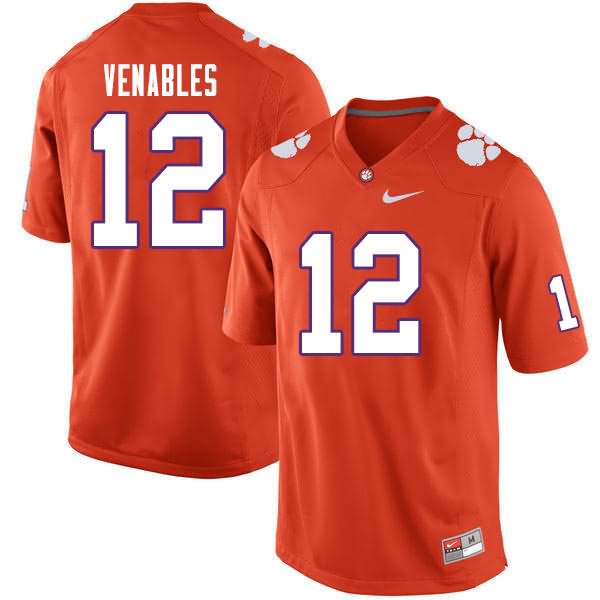 Men's Clemson Tigers Tyler Venables #12 Colloge Orange NCAA Game Football Jersey Cheap HUR22N7C