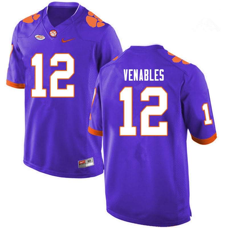 Men's Clemson Tigers Tyler Venables #12 Colloge Purple NCAA Game Football Jersey January TJN73N4I