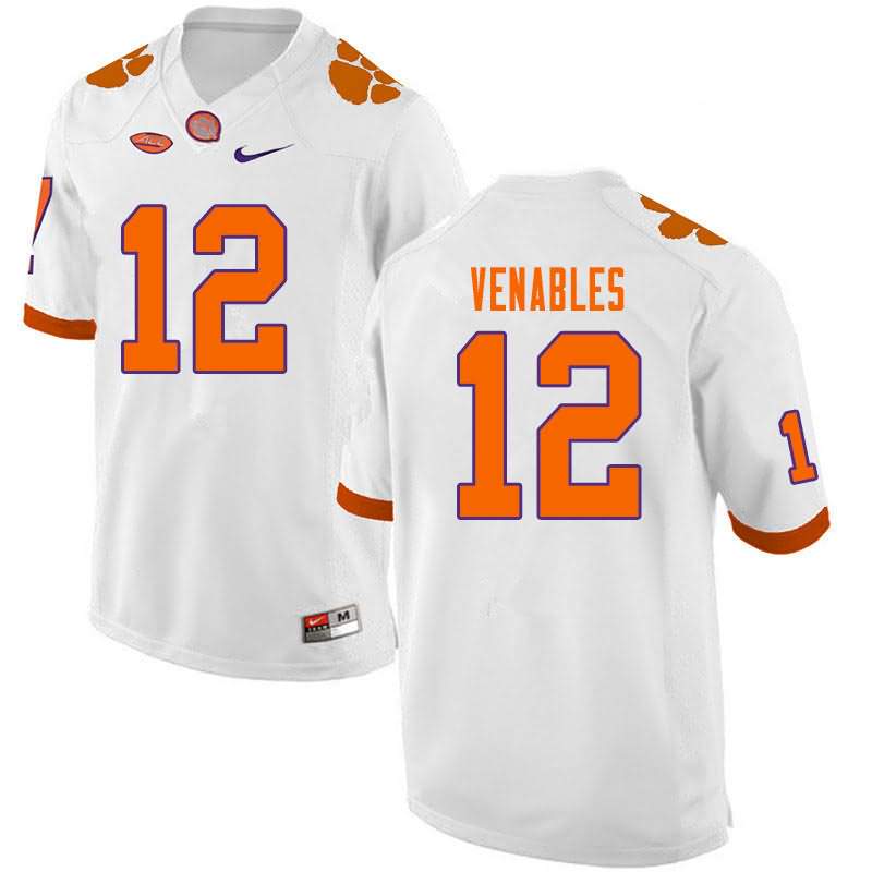 Men's Clemson Tigers Tyler Venables #12 Colloge White NCAA Game Football Jersey ventilation XSY55N2D