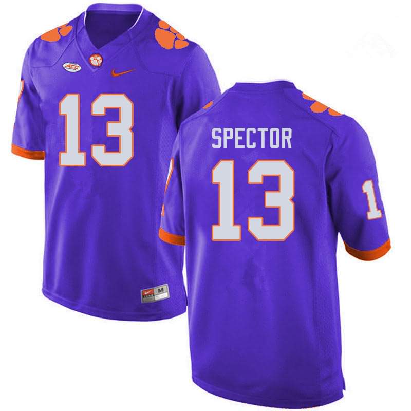 Men's Clemson Tigers Brannon Spector #13 Colloge Purple NCAA Game Football Jersey On Sale HFQ11N4K