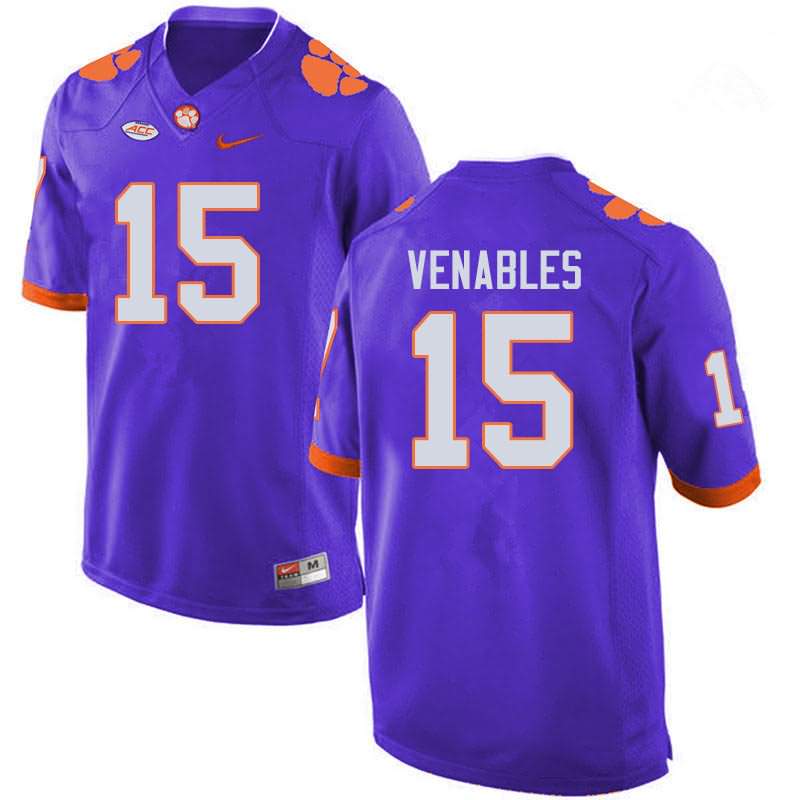 Men's Clemson Tigers Jake Venables #15 Colloge Purple NCAA Game Football Jersey Stock UDI71N4N