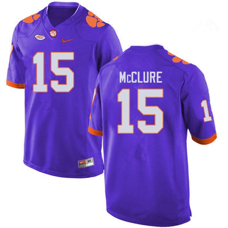Men's Clemson Tigers Patrick McClure #15 Colloge Purple NCAA Game Football Jersey March JJE00N7D