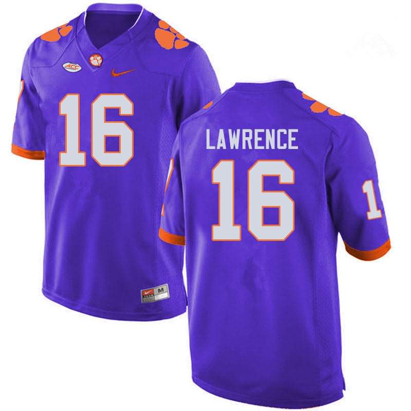 Men's Clemson Tigers Trevor Lawrence #16 Colloge Purple NCAA Game Football Jersey July HVX21N3Y