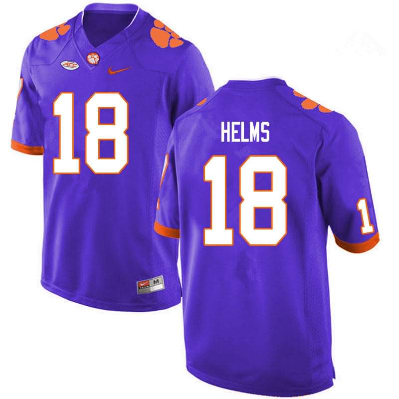 Men's Clemson Tigers Hunter Helms #18 Colloge Purple NCAA Game Football Jersey Latest WGE88N8Z