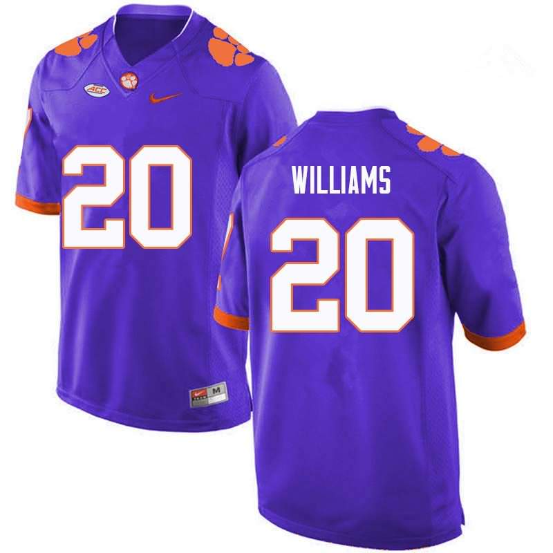 Men's Clemson Tigers LeAnthony Williams #20 Colloge Purple NCAA Game Football Jersey Customer TQN82N8Q