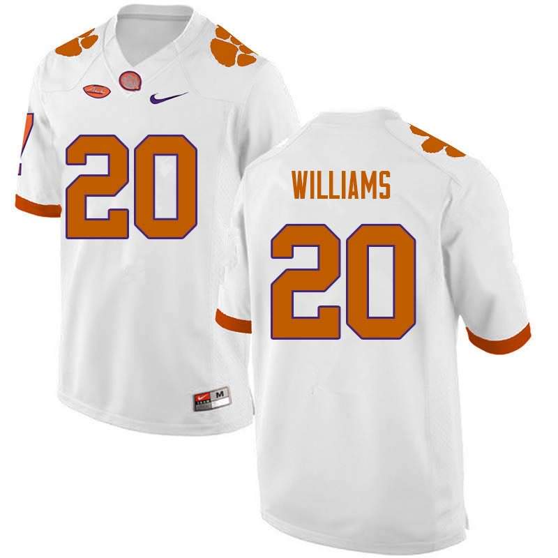Men's Clemson Tigers LeAnthony Williams #20 Colloge White NCAA Elite Football Jersey August AHS78N2H