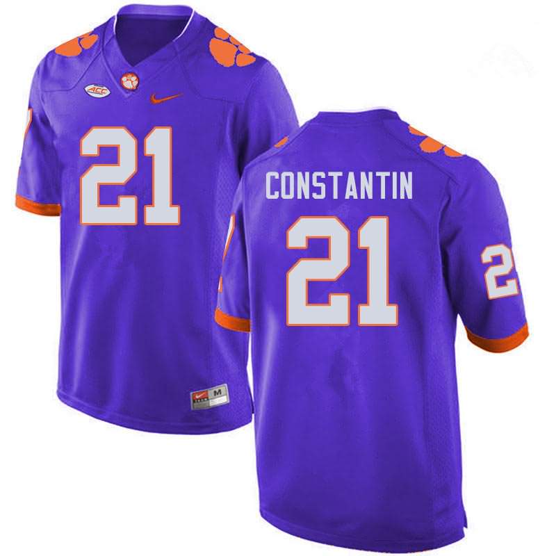 Men's Clemson Tigers Bryton Constantin #21 Colloge Purple NCAA Game Football Jersey Check Out FSY27N5H