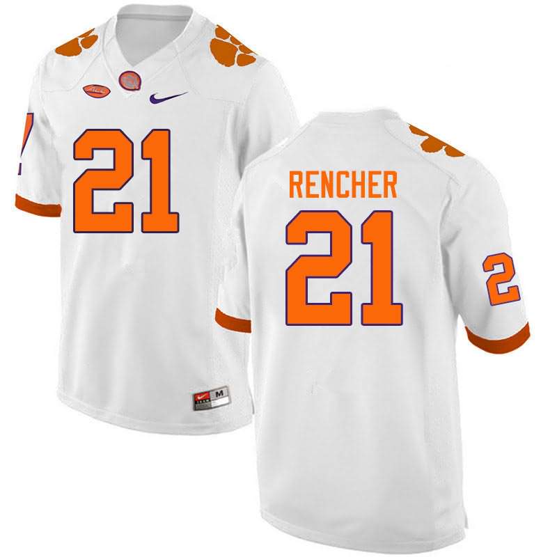 Men's Clemson Tigers Darien Rencher #21 Colloge White NCAA Game Football Jersey Discount CHF76N3O
