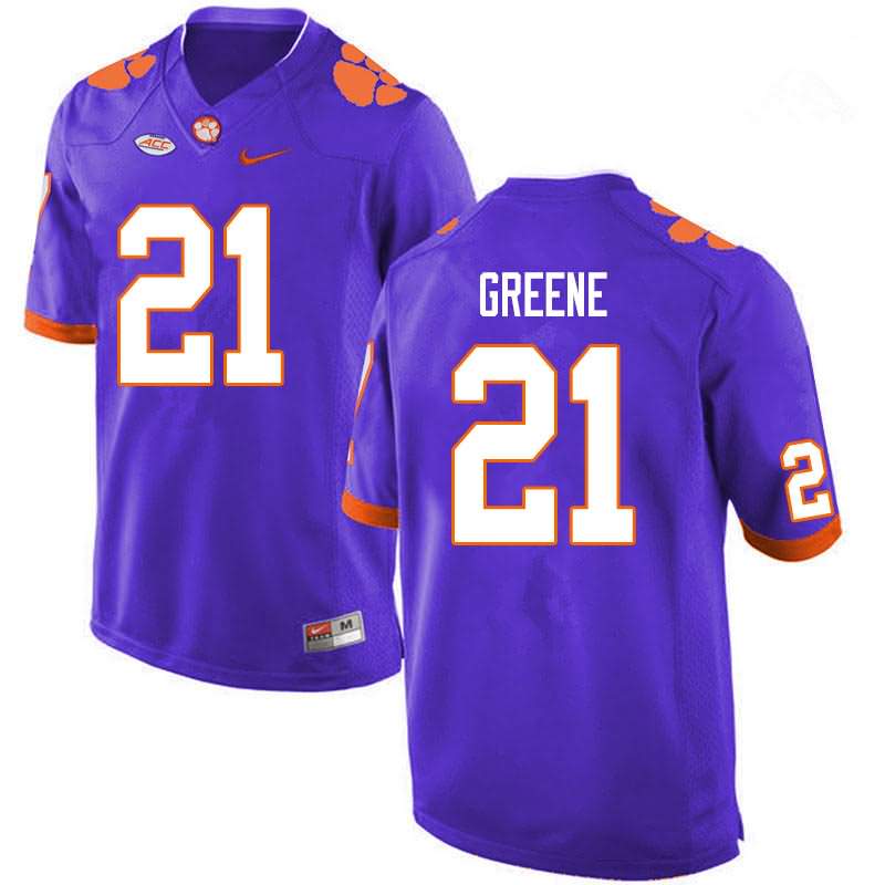 Men's Clemson Tigers Malcolm Greene #21 Colloge Purple NCAA Elite Football Jersey Designated PEY27N6O