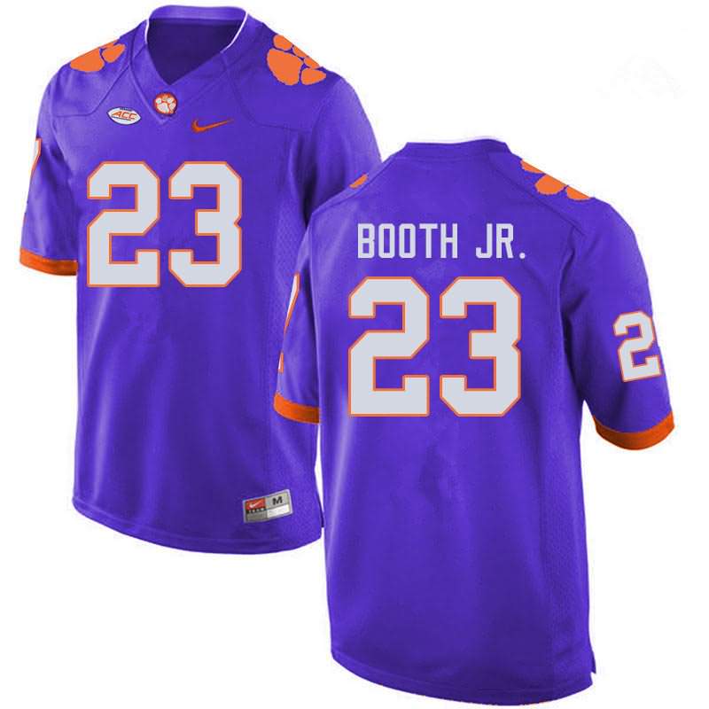 Men's Clemson Tigers Andrew Booth Jr. #23 Colloge Purple NCAA Game Football Jersey Damping RXC44N5I