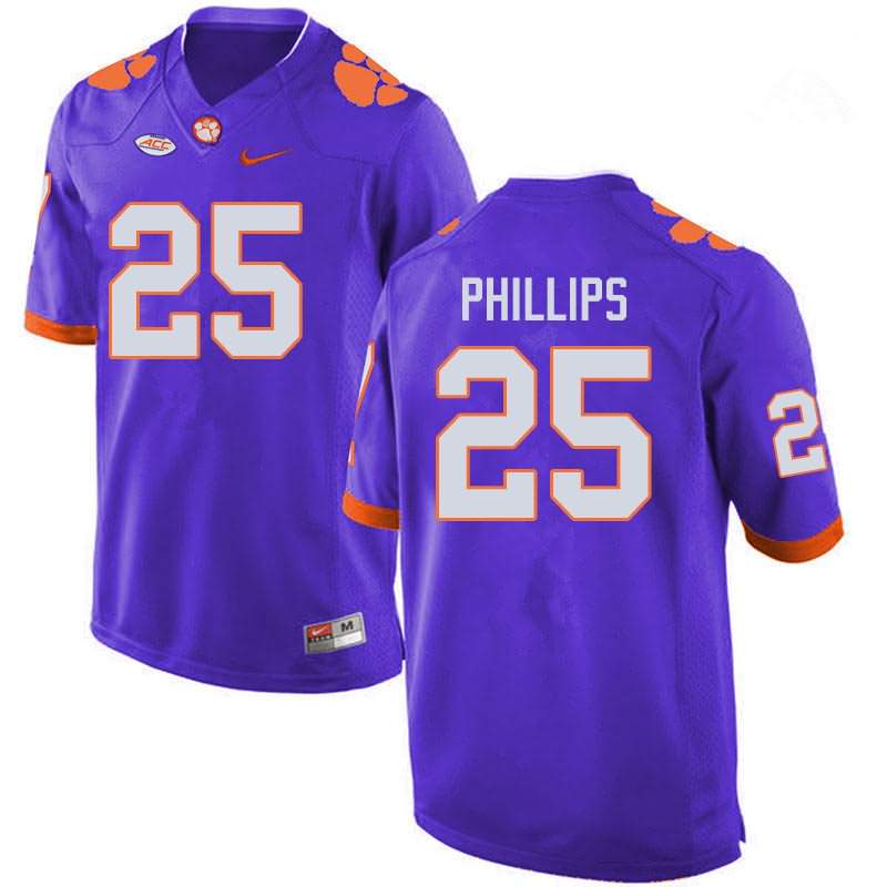 Men's Clemson Tigers Jalyn Phillips #25 Colloge Purple NCAA Game Football Jersey January MCH62N6H