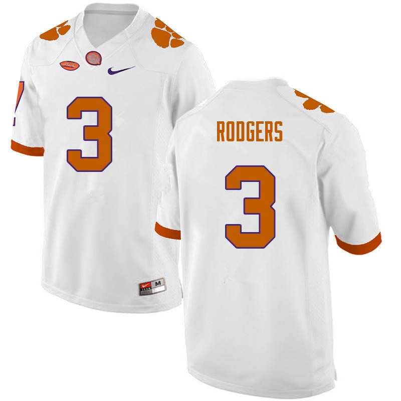 Men's Clemson Tigers Amari Rodgers #3 Colloge White NCAA Elite Football Jersey For Fans MID78N2B