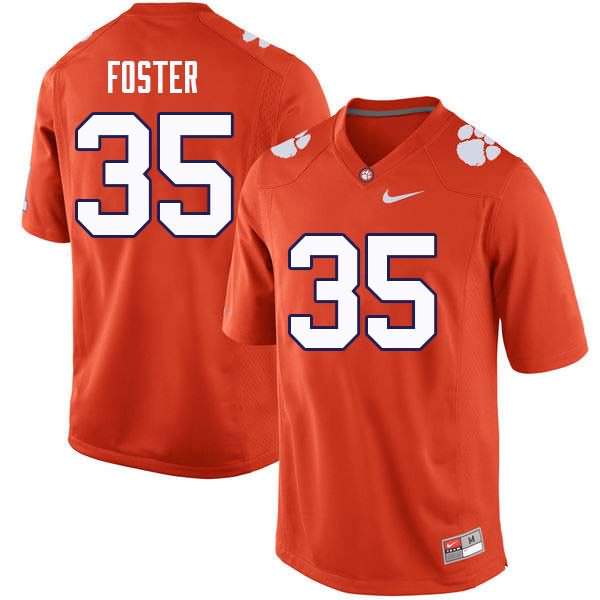 Men's Clemson Tigers Justin Foster #35 Colloge Orange NCAA Game Football Jersey Restock XGD35N6N