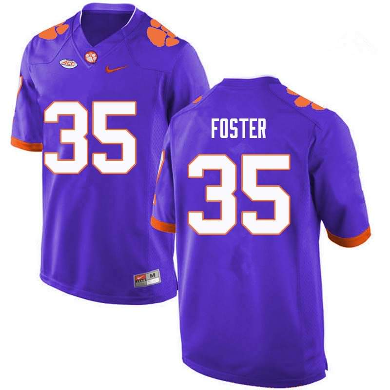 Men's Clemson Tigers Justin Foster #35 Colloge Purple NCAA Game Football Jersey Black Friday IZH15N6G