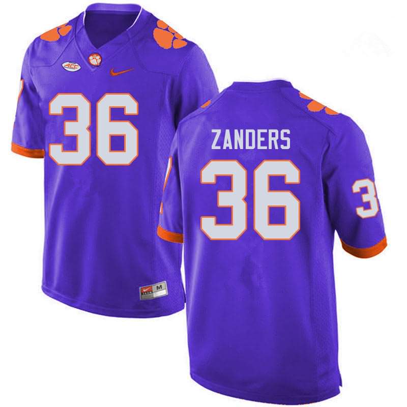Men's Clemson Tigers Lannden Zanders #36 Colloge Purple NCAA Game Football Jersey Classic TNN12N5N