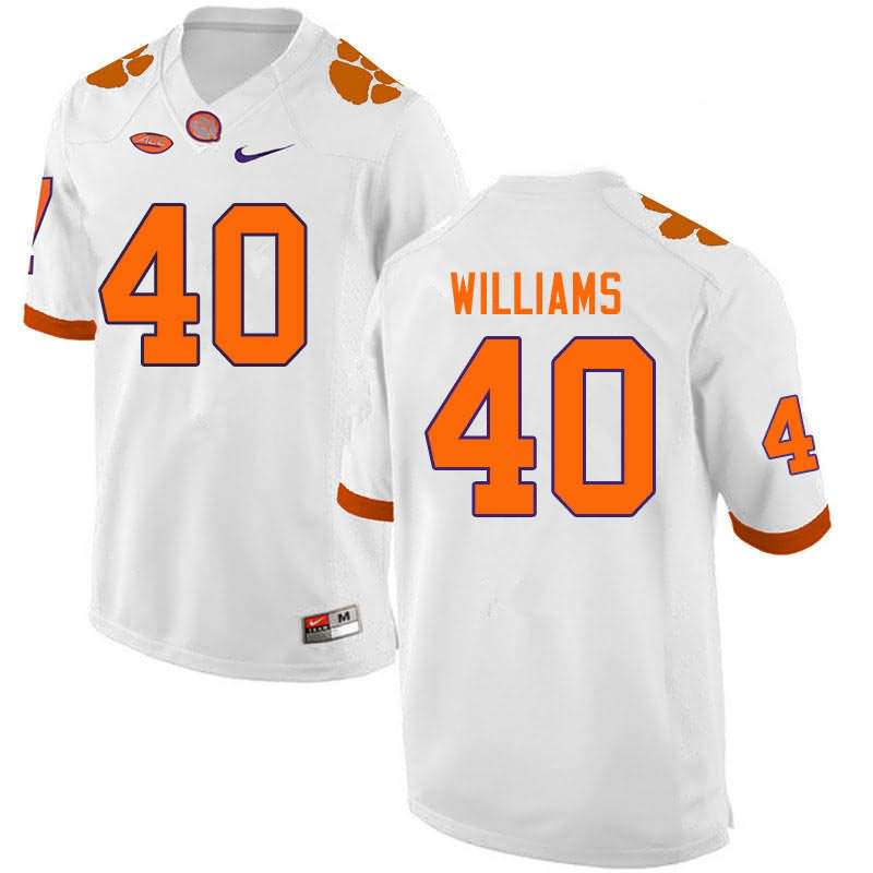Men's Clemson Tigers Greg Williams #40 Colloge White NCAA Game Football Jersey Supply FQR40N6I