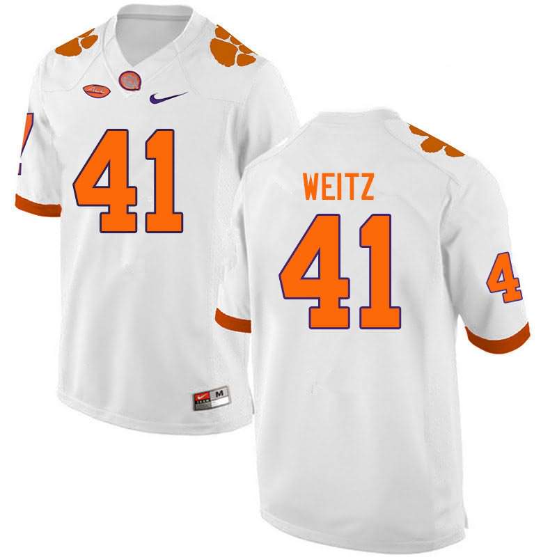 Men's Clemson Tigers Jonathan Weitz #41 Colloge White NCAA Game Football Jersey Top Quality QCD23N4G