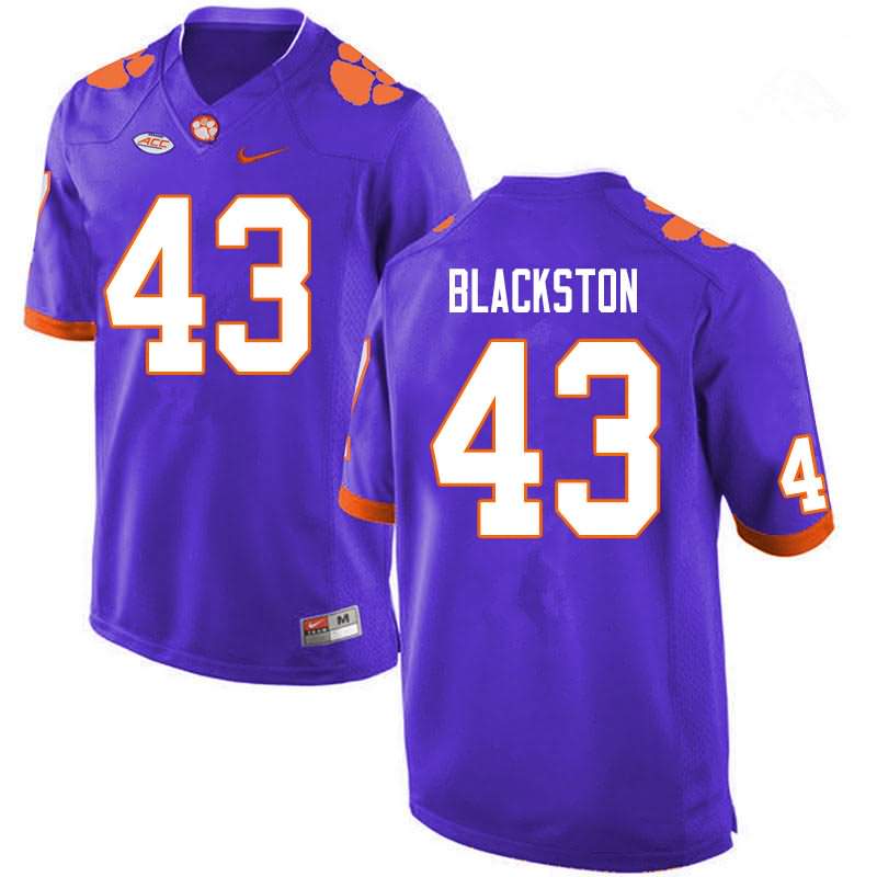 Men's Clemson Tigers Will Blackston #43 Colloge Purple NCAA Game Football Jersey In Stock YAM26N2L