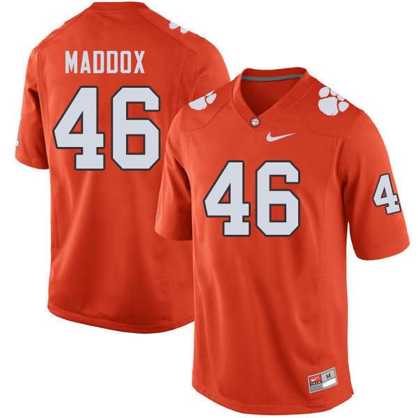 Men's Clemson Tigers Jack Maddox #46 Colloge Orange NCAA Game Football Jersey Lifestyle QMR61N6W