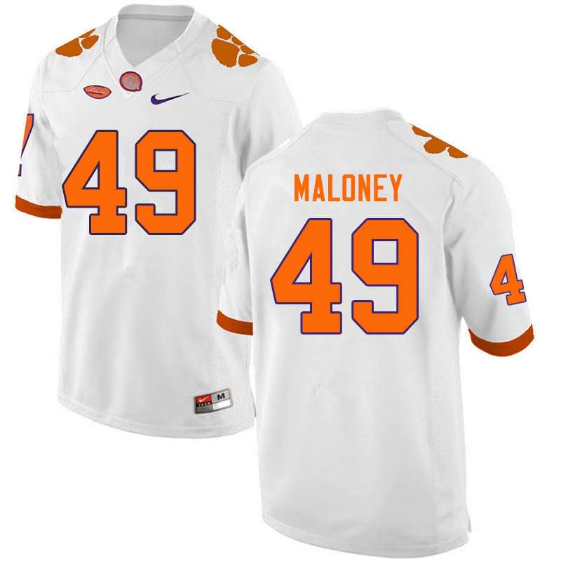 Men's Clemson Tigers Matthew Maloney #49 Colloge White NCAA Game Football Jersey Lightweight AZY41N7J