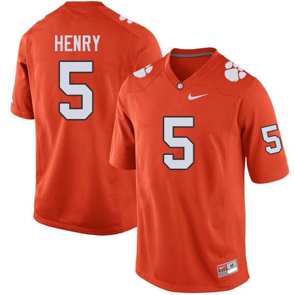 Men's Clemson Tigers K.J. Henry #5 Colloge Orange NCAA Game Football Jersey Latest HGA27N4O