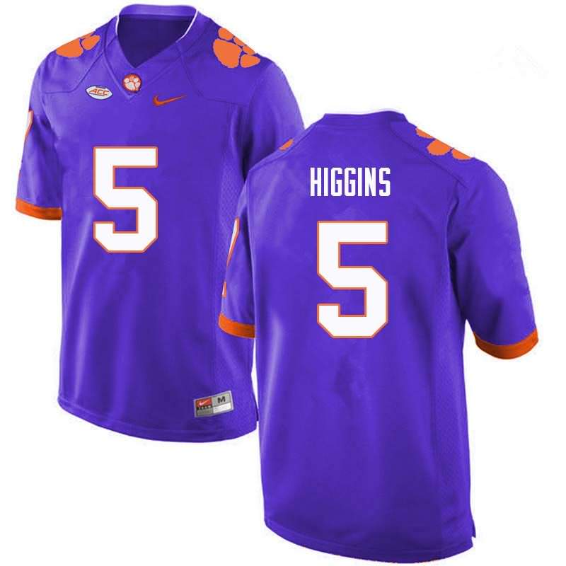 Men's Clemson Tigers Tee Higgins #5 Colloge Purple NCAA Game Football Jersey Increasing TUK18N7F