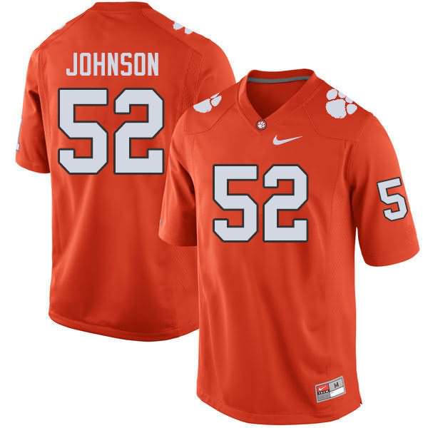 Men's Clemson Tigers Tayquon Johnson #52 Colloge Orange NCAA Elite Football Jersey Anti-slip YLE06N1R