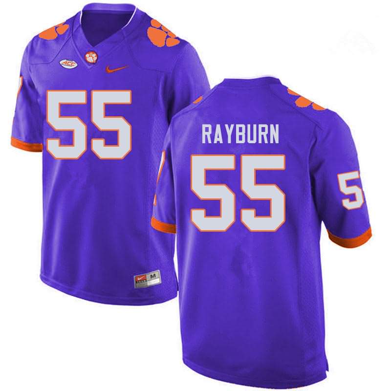 Men's Clemson Tigers Hunter Rayburn #55 Colloge Purple NCAA Game Football Jersey For Fans RHI15N5Z