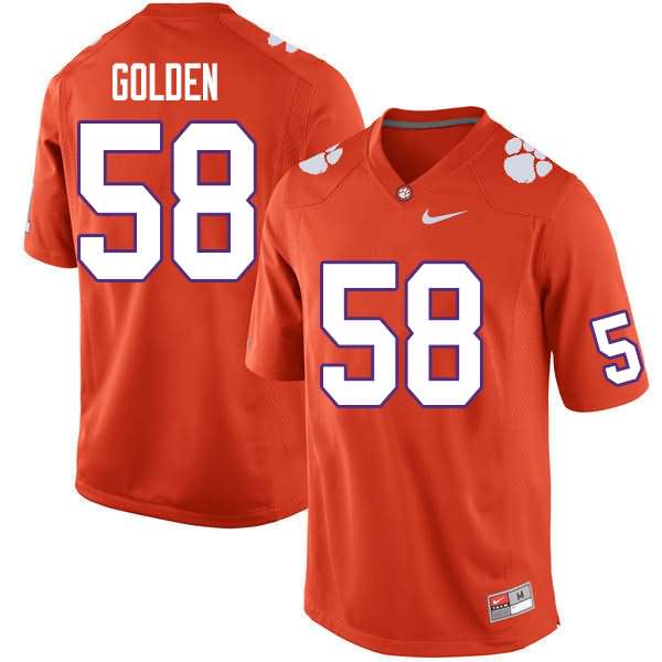 Men's Clemson Tigers Maddie Golden #58 Colloge Orange NCAA Game Football Jersey Designated ONI83N7W