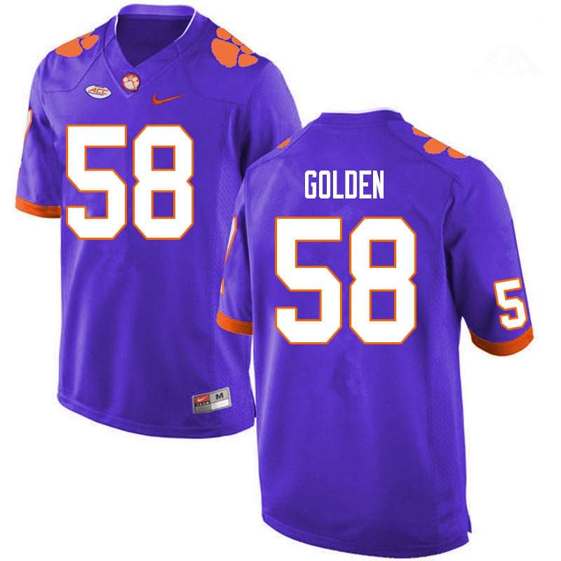 Men's Clemson Tigers Maddie Golden #58 Colloge Purple NCAA Game Football Jersey Freeshipping PRF83N4A