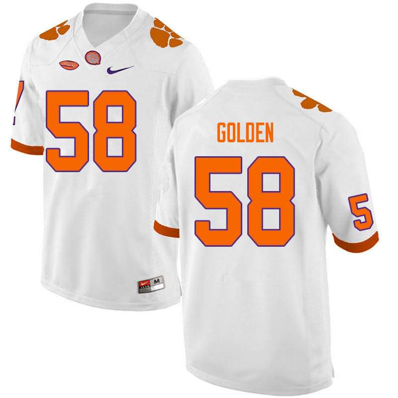 Men's Clemson Tigers Maddie Golden #58 Colloge White NCAA Game Football Jersey Authentic TOK04N2B
