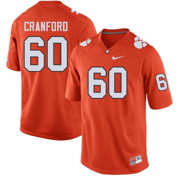 Men's Clemson Tigers Mac Cranford #60 Colloge Orange NCAA Game Football Jersey May GLT81N7M