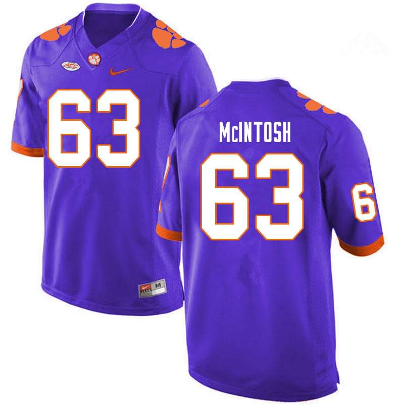 Men's Clemson Tigers Zac McIntosh #63 Colloge Purple NCAA Game Football Jersey Super Deals AJT46N6Y