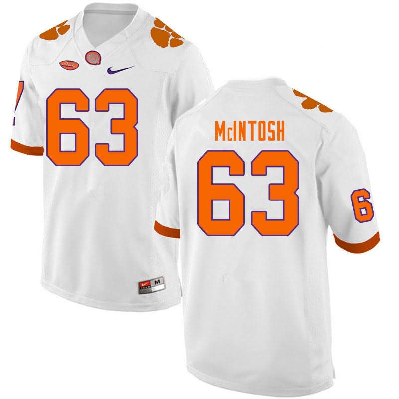 Men's Clemson Tigers Zac McIntosh #63 Colloge White NCAA Game Football Jersey For Fans DUY51N0A