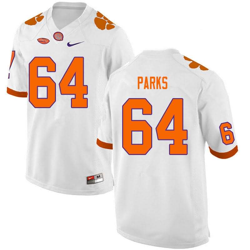 Men's Clemson Tigers Walker Parks #64 Colloge White NCAA Game Football Jersey Authentic YBW01N5Z