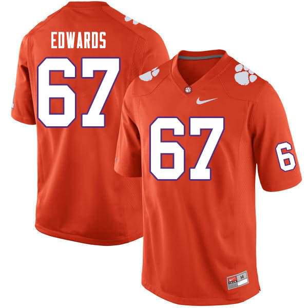 Men's Clemson Tigers Will Edwards #67 Colloge Orange NCAA Elite Football Jersey February MYP28N6F