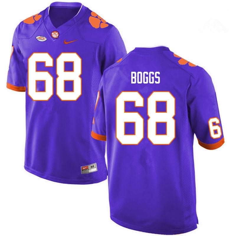 Men's Clemson Tigers Will Boggs #68 Colloge Purple NCAA Game Football Jersey January YVR17N0E