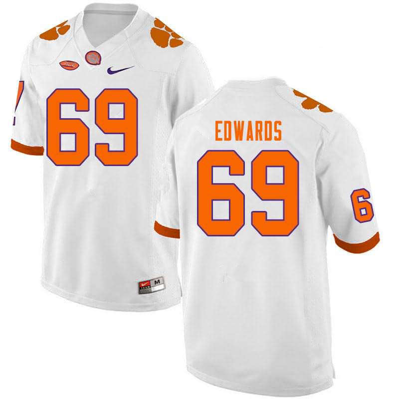 Men's Clemson Tigers Jacob Edwards #69 Colloge White NCAA Game Football Jersey Real OZH08N2N
