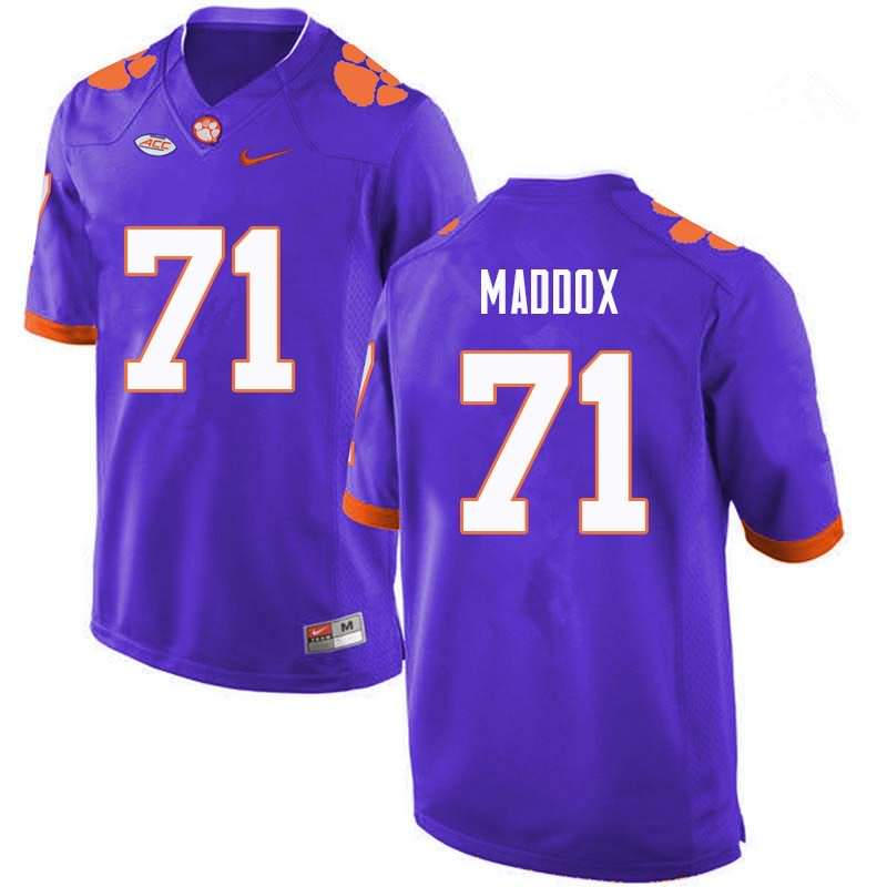 Men's Clemson Tigers Jack Maddox #71 Colloge Purple NCAA Game Football Jersey Official NWT85N2H