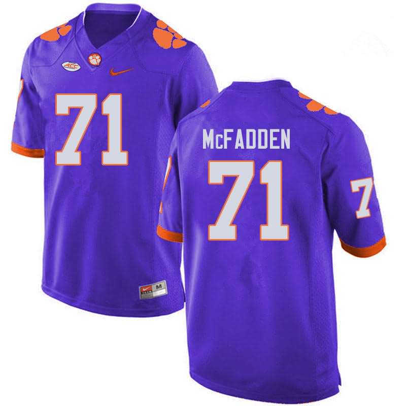 Men's Clemson Tigers Jordan McFadden #71 Colloge Purple NCAA Game Football Jersey Designated RIN26N0S