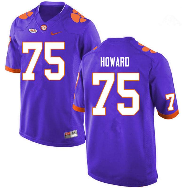 Men's Clemson Tigers Trent Howard #75 Colloge Purple NCAA Game Football Jersey For Sale WZQ12N3Z